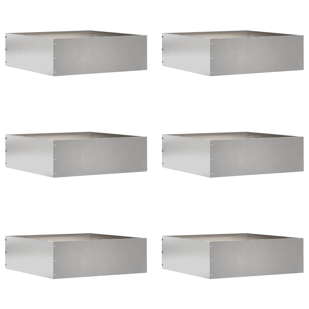 vidaXL Περίγραμμα γκαζόν 6 τμχ. 40 x 40 x 13 cm Ανοξείδωτο ατσάλι