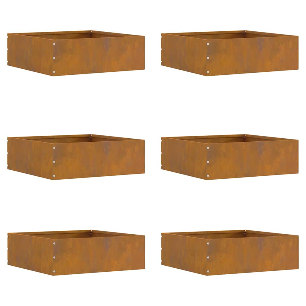 vidaXL Περίγραμμα γκαζόν 6 pcs Σκ rusty 40 x 40 x 13 cm