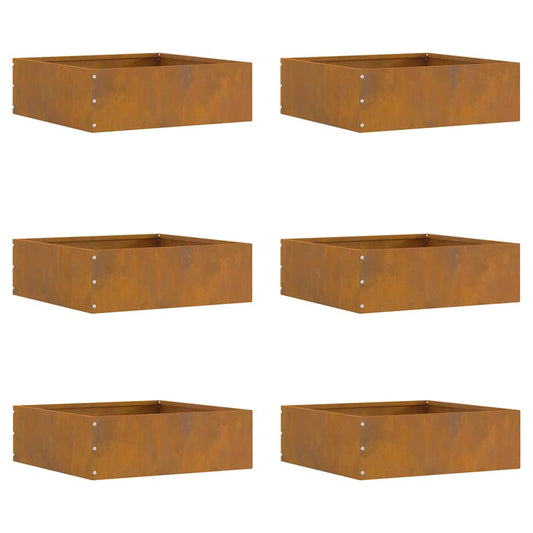 vidaXL Περίγραμμα γκαζόν 6 pcs Σκ rusty 40 x 40 x 13 cm