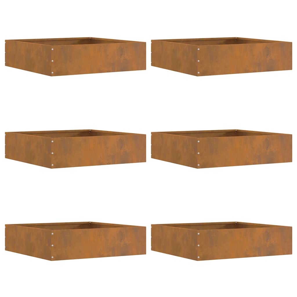 vidaXL Περίγραμμα γκαζόν 6 pcs Σκ rusty 50 x 50 x 13 εκ