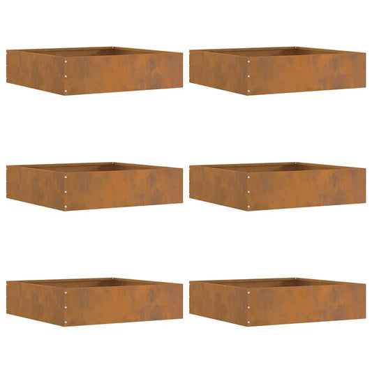 vidaXL Περίγραμμα γκαζόν 6 pcs Σκ rusty 50 x 50 x 13 εκ