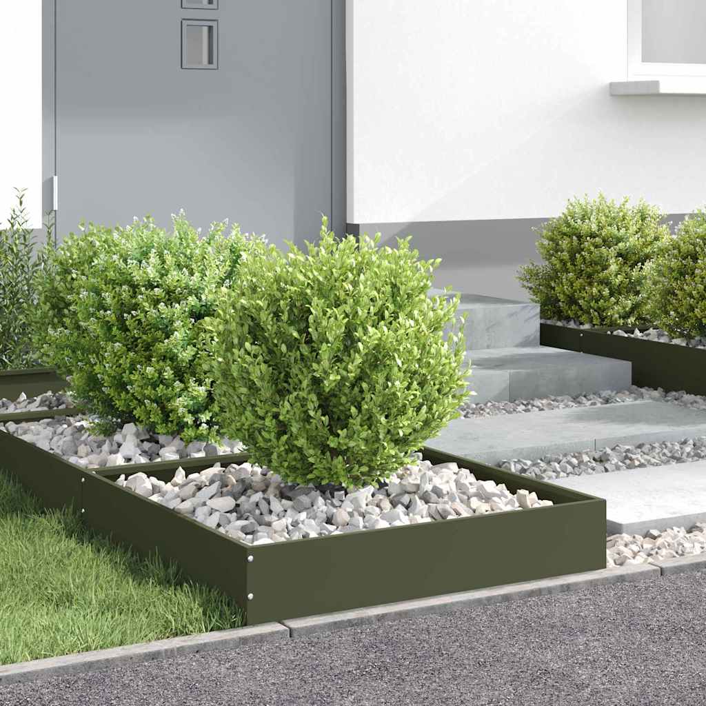 vidaXL Περίγραμμα γκαζόν 6 τμχ. 60 x 60 x 13 εκ Ατσάλι Ελιά Πράσινη