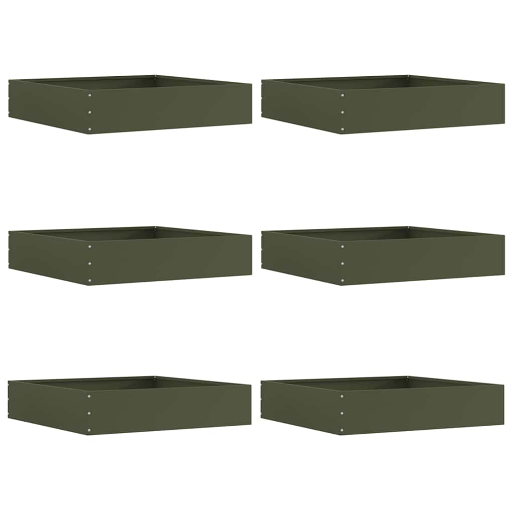 vidaXL Περίγραμμα γκαζόν 6 τμχ. 60 x 60 x 13 εκ Ατσάλι Ελιά Πράσινη