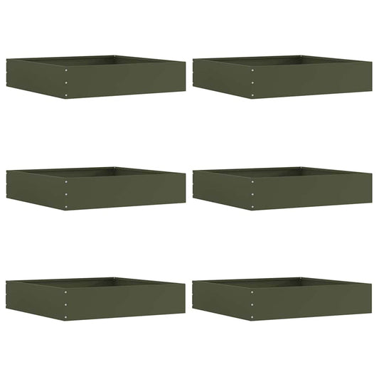 vidaXL Περίγραμμα γκαζόν 6 τμχ. 60 x 60 x 13 εκ Ατσάλι Ελιά Πράσινη