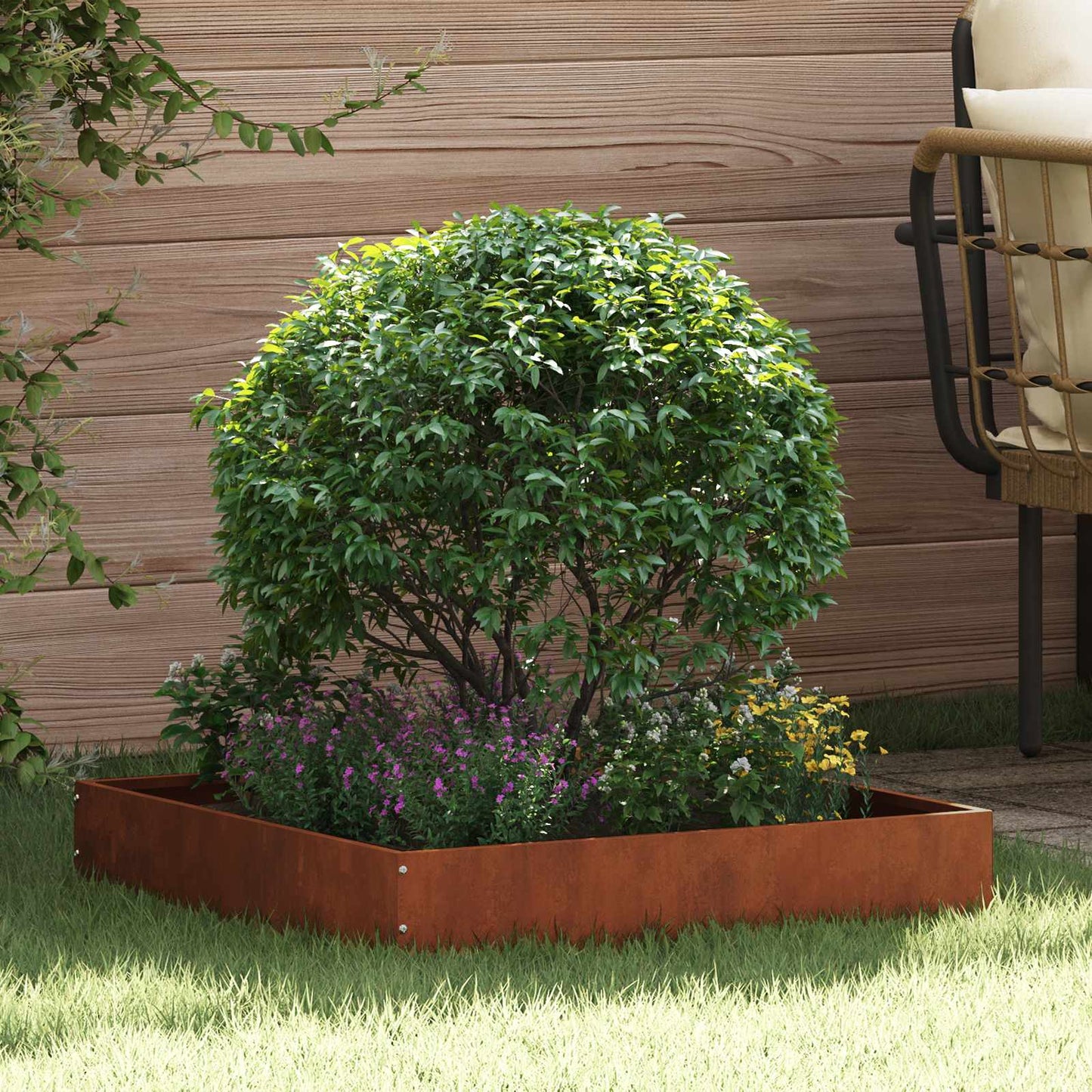 vidaXL Περίγραμμα γκαζόν 60 x 60 x 13 εκ Σκ rusty