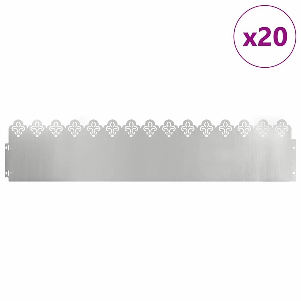 vidaXL Περιγράμματα γκαζόν 20 τμχ. 103 x 0,05 x 22 εκ Ασημί