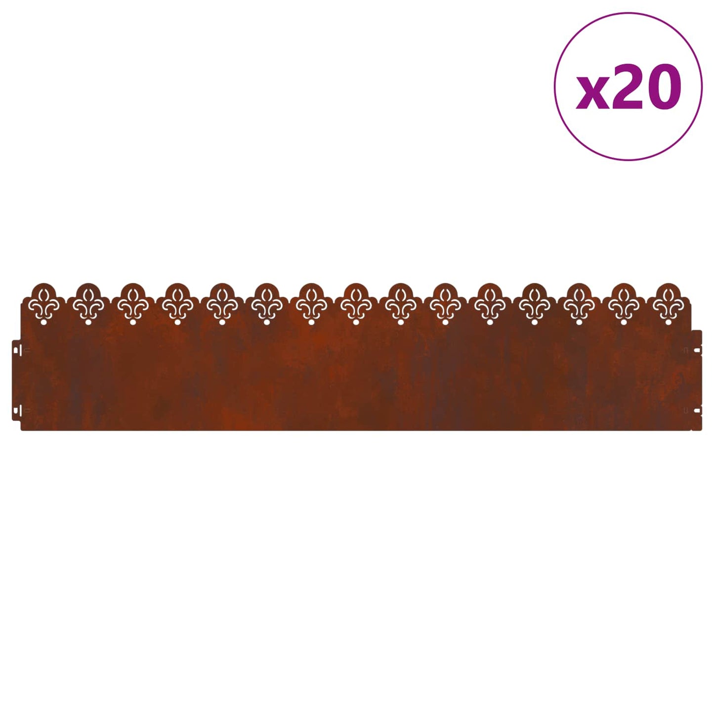 vidaXL Περιγράμματα γκαζόν 20 τμχ. 103 x 0,05 x 22 εκ Σκ rusty