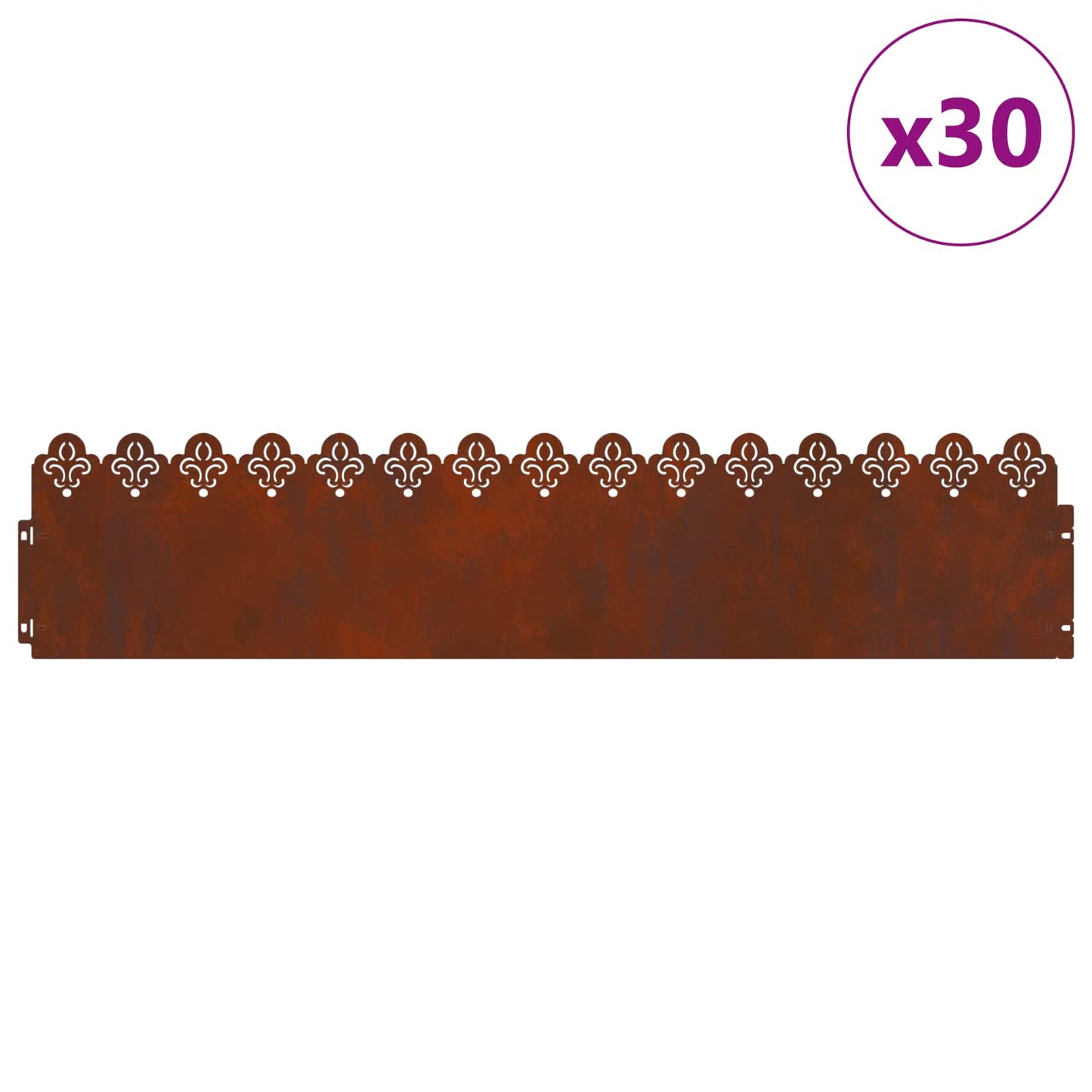 vidaXL Περιγράμματα γκαζόν 30 τμχ. 103 x 0,05 x 22 εκ Σκ rusty