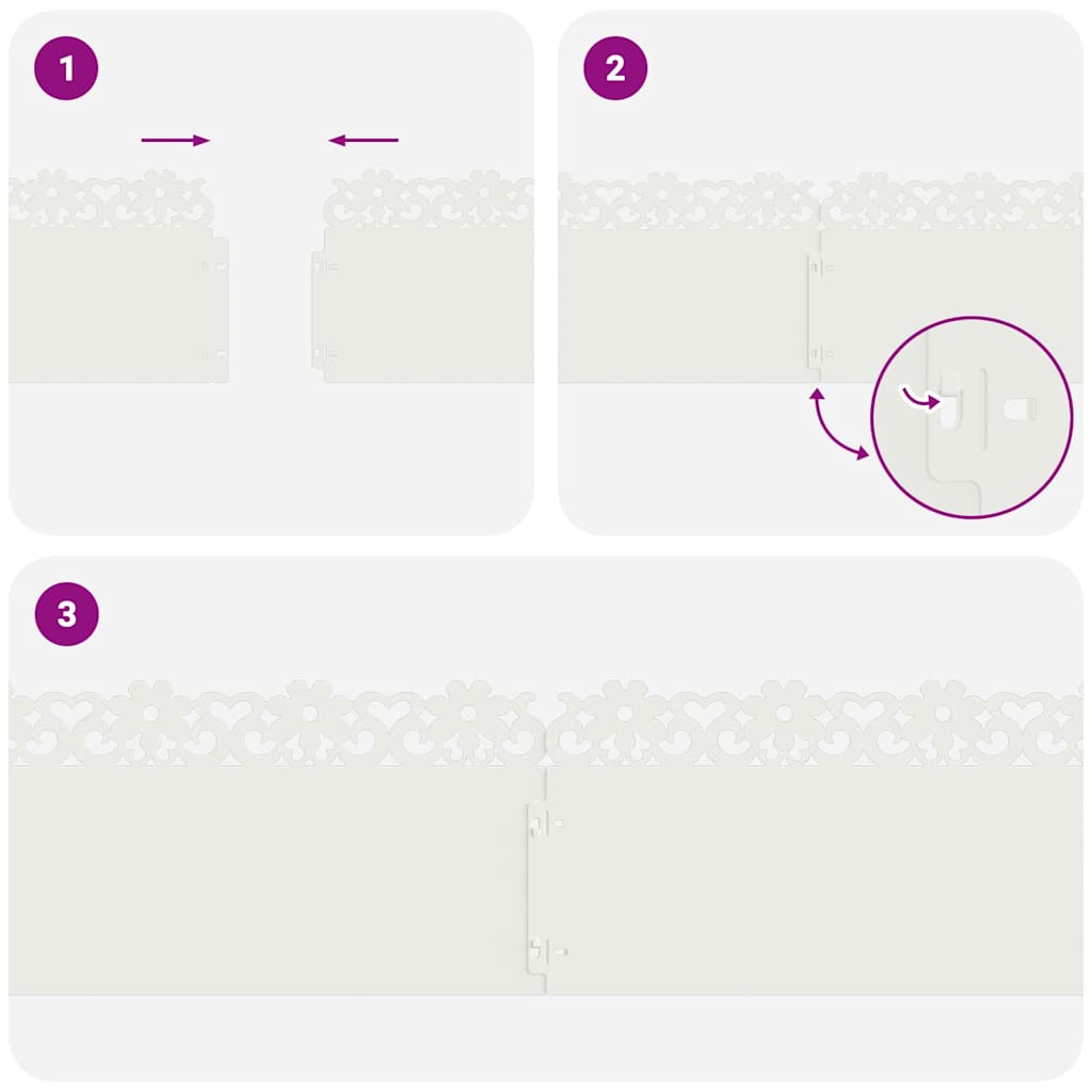 vidaXL Περιγράμματα γκαζόν 10 pcs Λευκό 103 x 0,05 x 22 εκ Ατσάλι