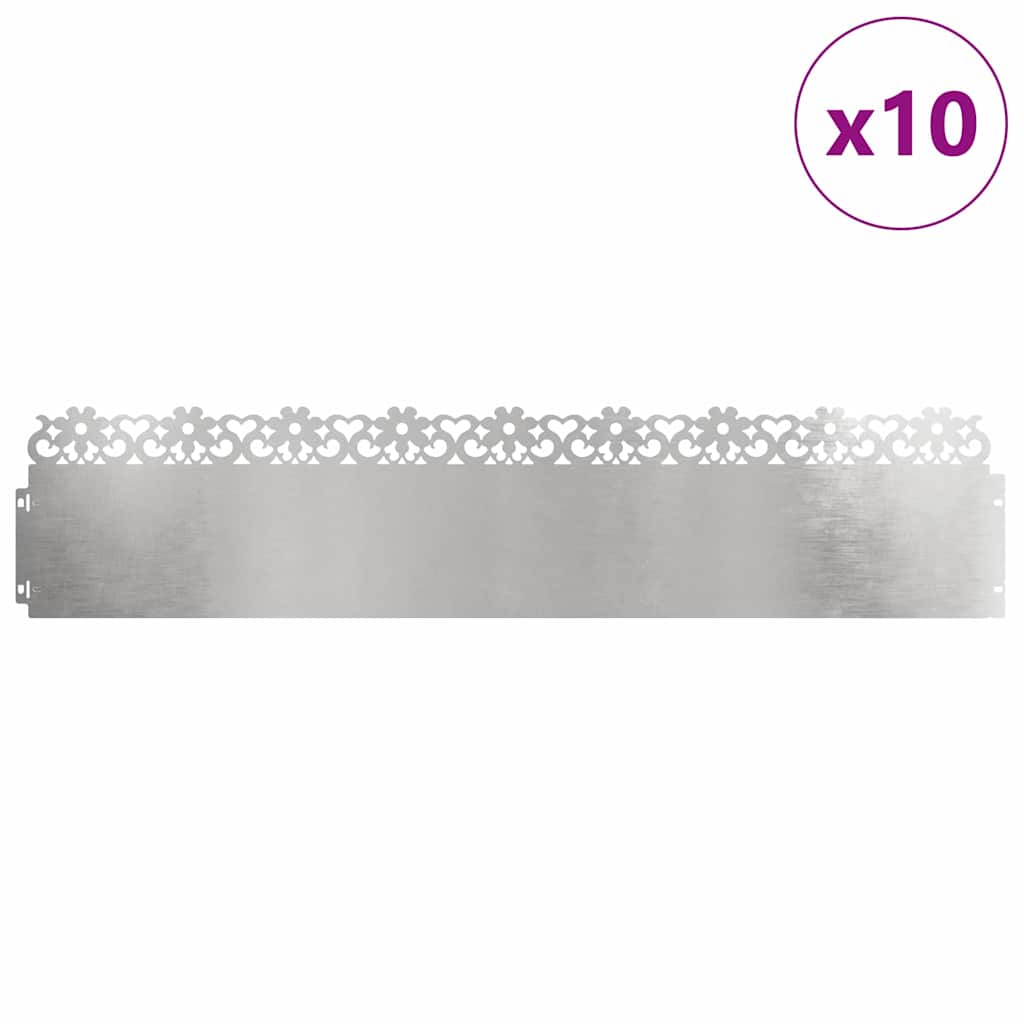 vidaXL Περιγράμματα γκαζόν 10 τμχ. 103 x 0,05 x 22 εκ Ασημί