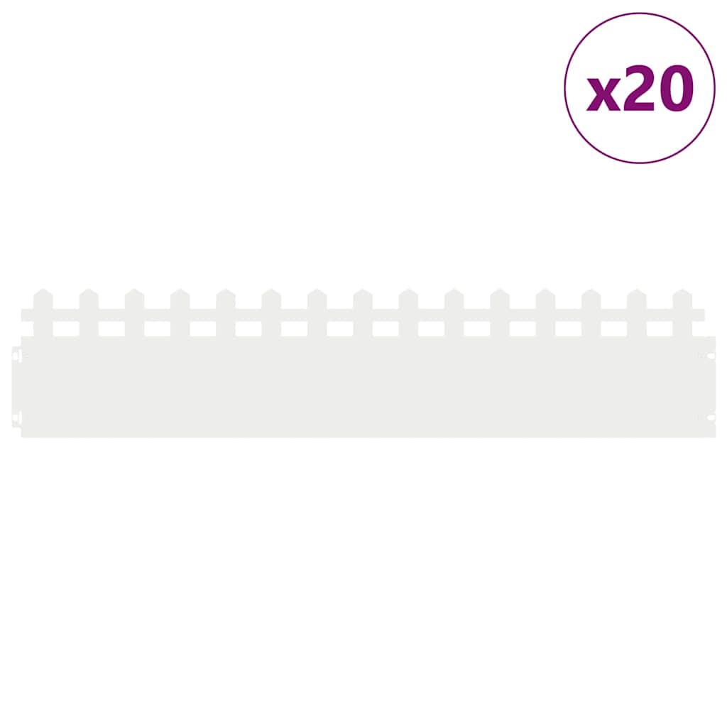 vidaXL Περιγράμματα γκαζόν 20 τμχ. 103 x 0,05 x 22 εκ Ατσάλι Λευκό