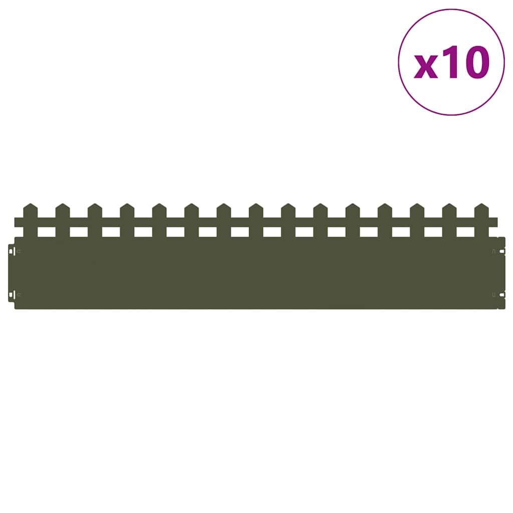 vidaXL Περιγράμματα γκαζόν 10 τμχ. 103 x 0,05 x 22 εκ Ατσάλι