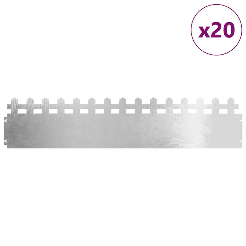 vidaXL Περιγράμματα γκαζόν 20 τμχ. 103 x 0,05 x 22 εκ Ασημί
