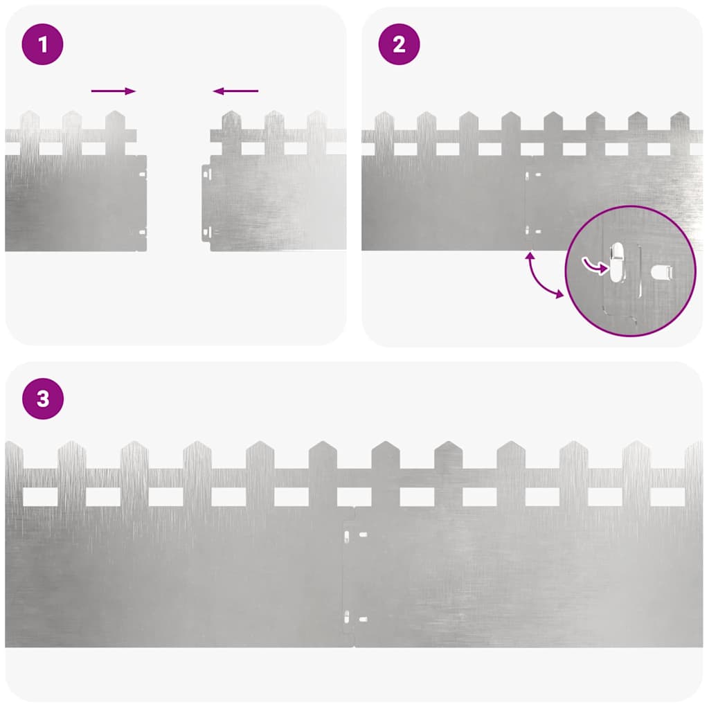 vidaXL Περιγράμματα γκαζόν 30 τμχ. 103 x 0,05 x 22 εκ Ασημί