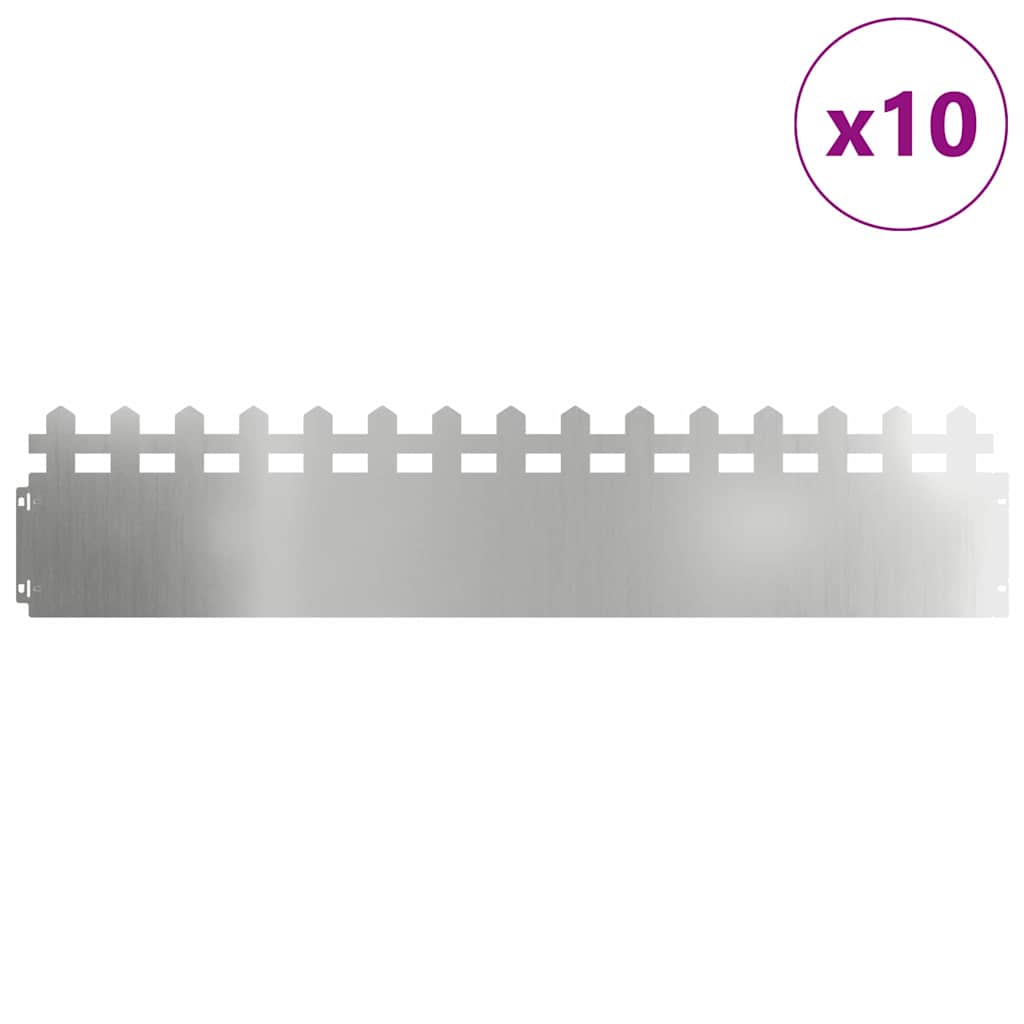 vidaXL Περιγράμματα γκαζόν 10 τμχ. 103 x 0,05 x 22 εκ Ασημί