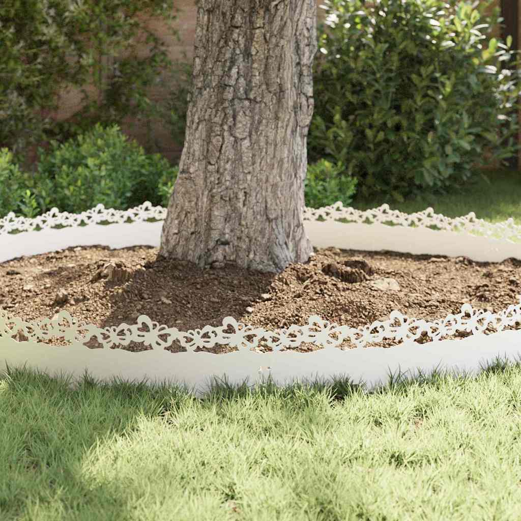 vidaXL Περιγράμματα γκαζόν 10 pcs Λευκό 103 x 0,05 x 22 εκ Ατσάλι