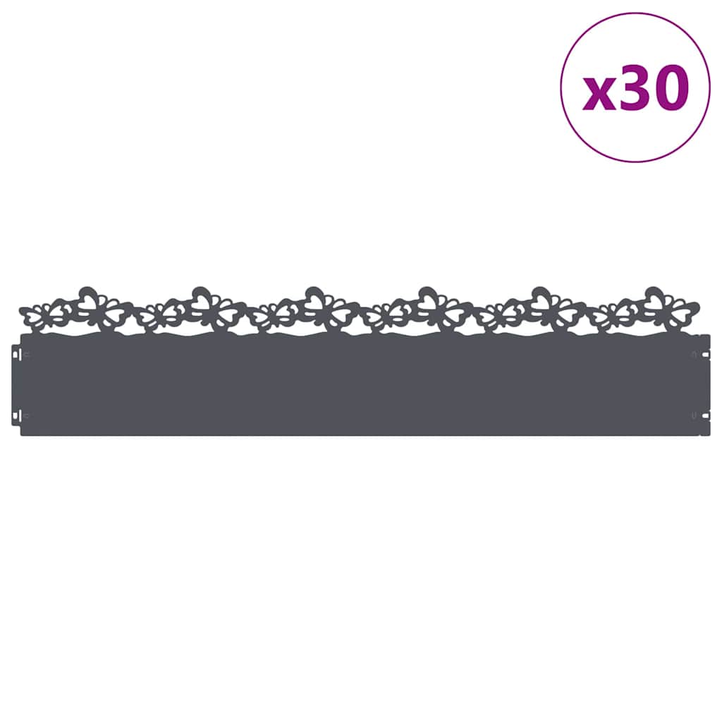 vidaXL Περιγράμματα γκαζόν 30 τμχ. 103 x 0,05 x 22 εκ Ατσάλι Ανθρακί
