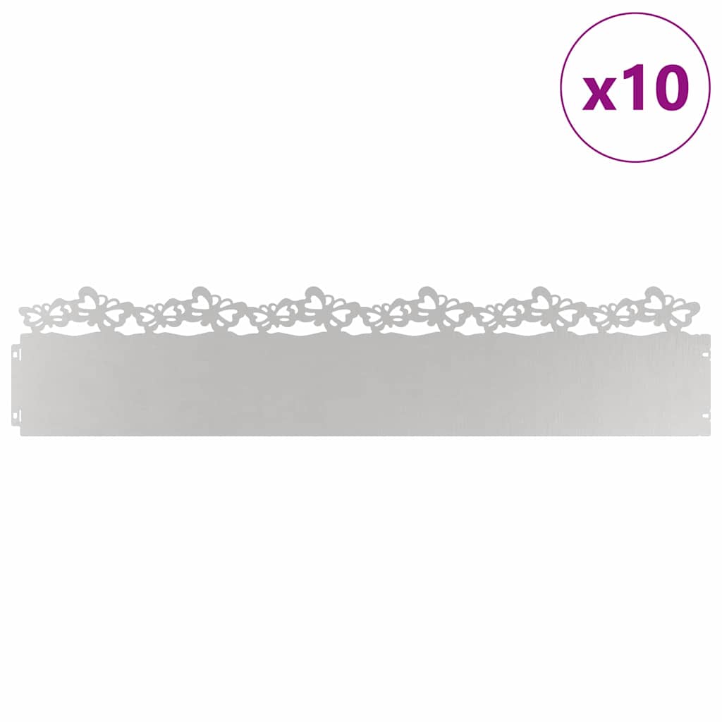 vidaXL Περιγράμματα γκαζόν 10 τμχ. 103 x 0,05 x 22 εκ Ασημί