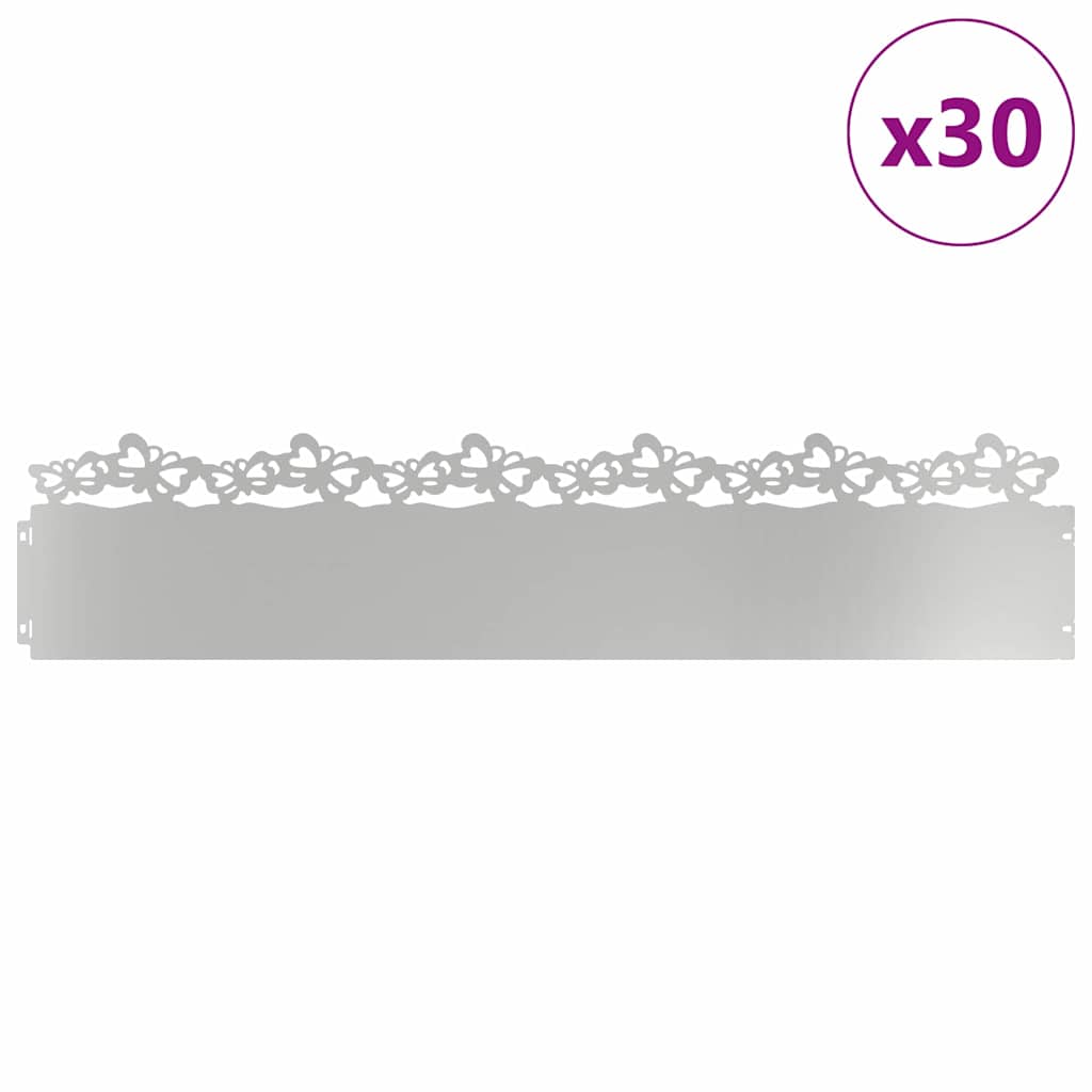 vidaXL Περιγράμματα γκαζόν 30 τμχ. 103 x 0,05 x 22 εκ Ασημί