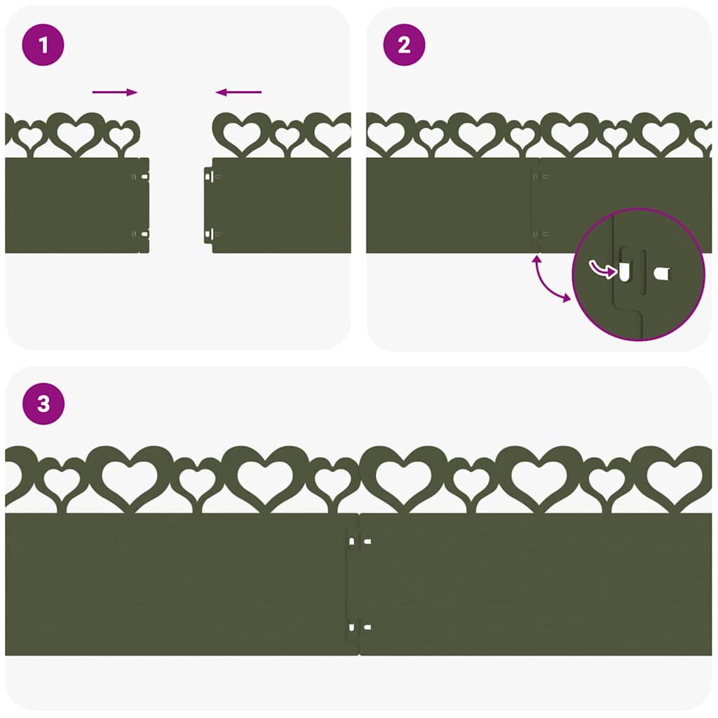 vidaXL Περιγράμματα γκαζόν 10 pcs Ελιά Πράσινη 103 x 0,05 x 22 εκ