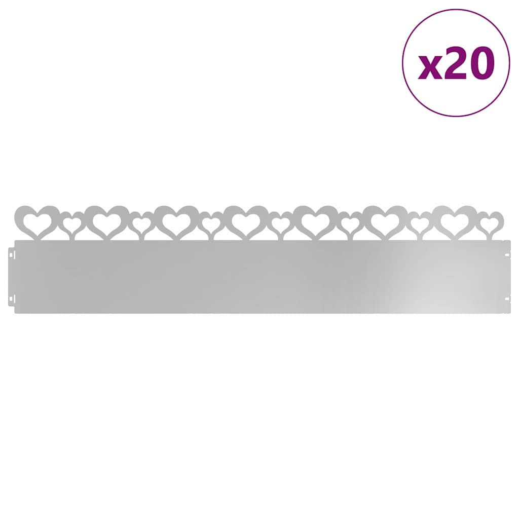 vidaXL Περιγράμματα γκαζόν 20 τμχ. 103 x 0,05 x 22 εκ Ασημί