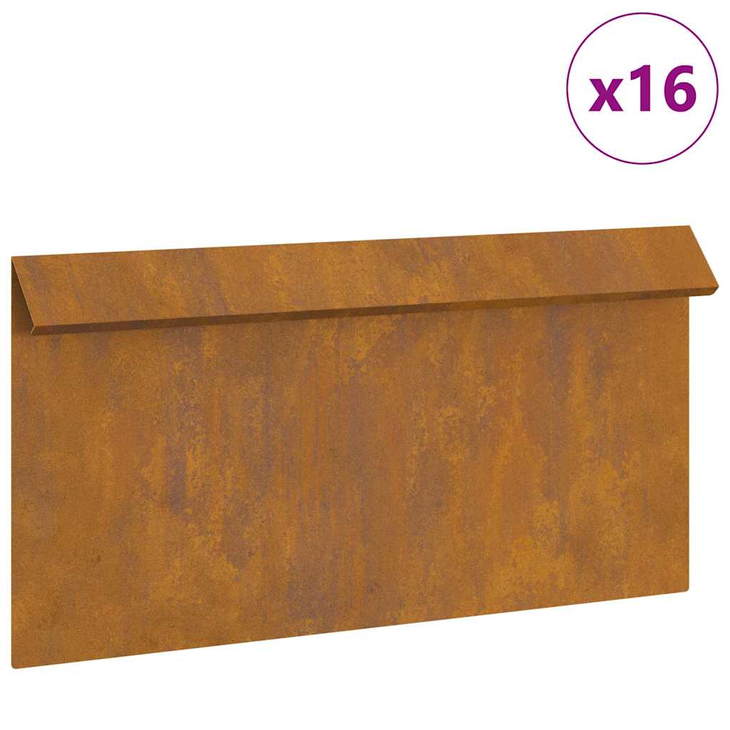 vidaXL Φράκτης σαλιγκαριών 16 pcs Σκ rusty 50 x 3,5 x 25 εκ