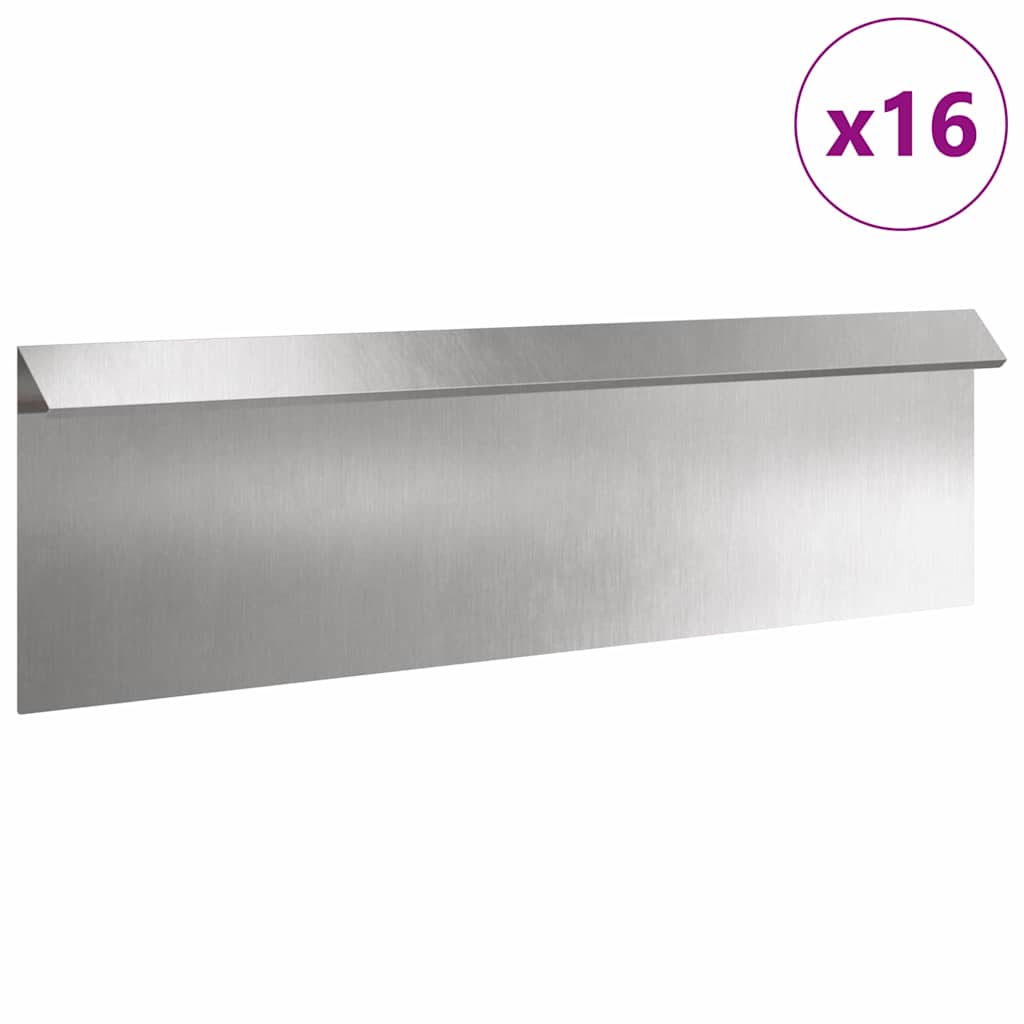 vidaXL Φράκτης σαλιγκαριών 16 pcs Ασημί 100 x 3,5 x 25 εκ