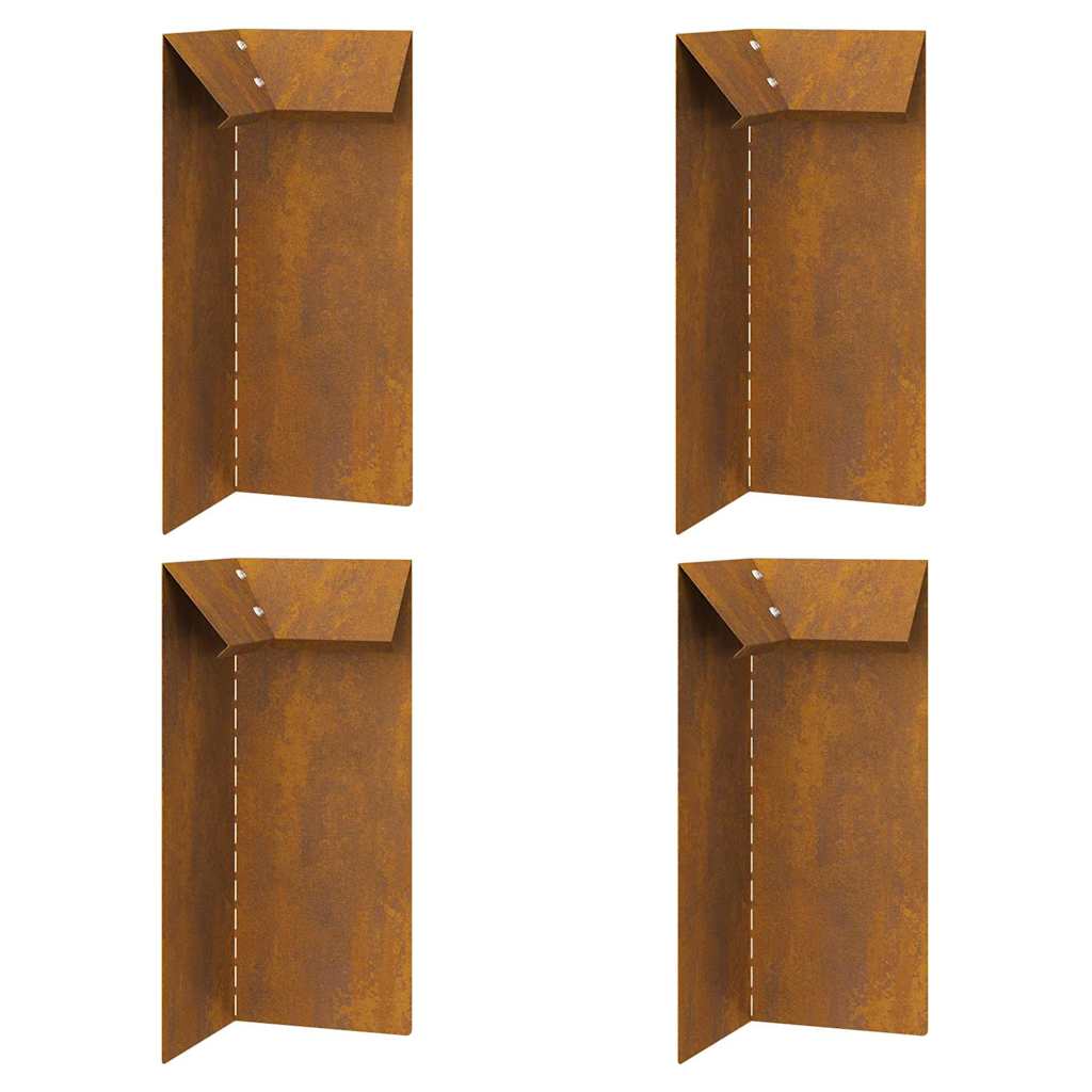 vidaXL Φράκτης σαλιγκαριών 4 pcs Σκ rusty 10 x 10 x 25 εκ