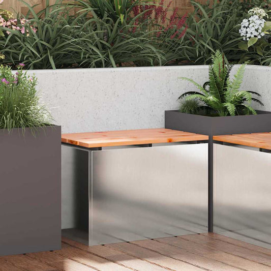 vidaXL Παγκάκι κήπου Ασημί 60 x 40 x 43 εκ Ανοξείδωτο ατσάλι