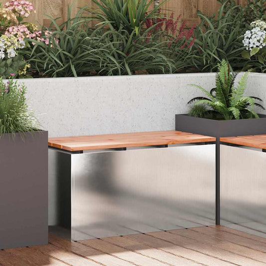 vidaXL Παγκάκι κήπου Ασημί 80 x 40 x 43 εκ Ανοξείδωτο ατσάλι
