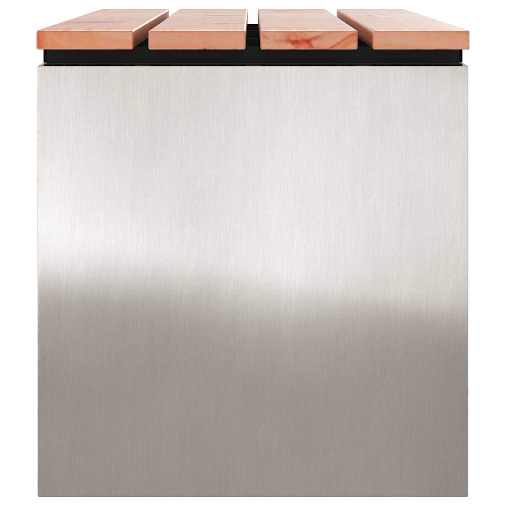 vidaXL Παγκάκι κήπου Ασημί 100 x 40 x 43 εκ Ανοξείδωτο ατσάλι