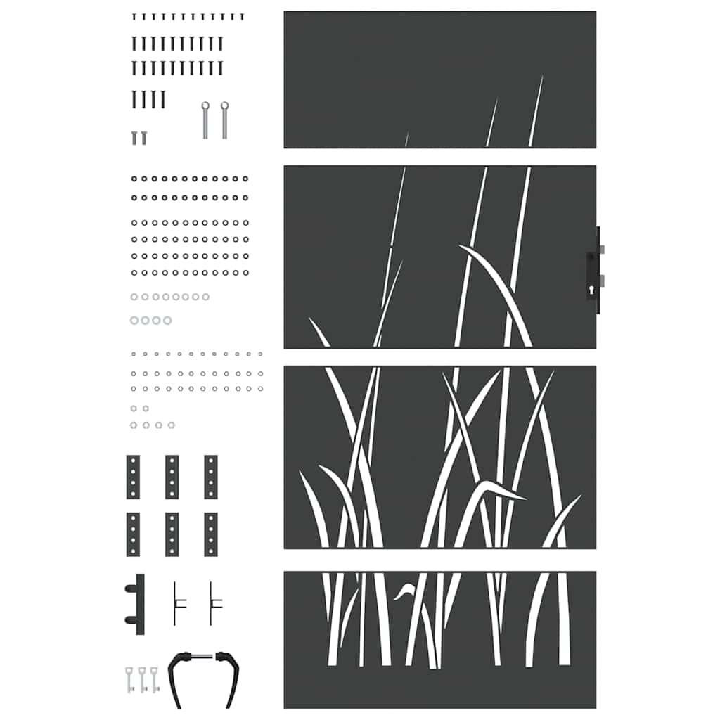 vidaXL Πύλη Κήπου Μαύρο 85 x 175 cm Ατσάλι με Επικάλυψη Πούδρας