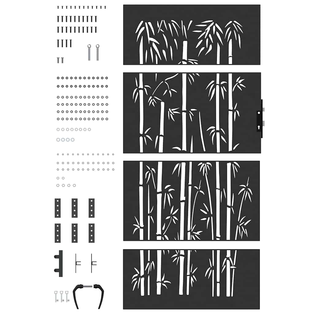 vidaXL Πύλη Κήπου Μαύρο 94 x 175 εκ Ατσάλι με Επικάλυψη Πούδρας