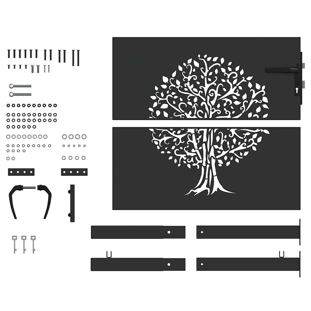 vidaXL Πύλη Κήπου Μαύρο 110 x 105 εκ Ατσάλι με Επικάλυψη Πούδρας