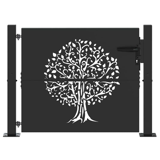 vidaXL Πύλη Κήπου Μαύρο 110 x 105 εκ Ατσάλι με Επικάλυψη Πούδρας