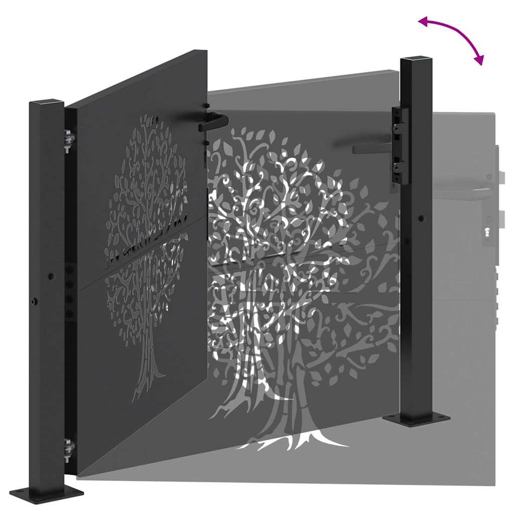 vidaXL Πύλη Κήπου Μαύρο 110 x 105 εκ Ατσάλι με Επικάλυψη Πούδρας