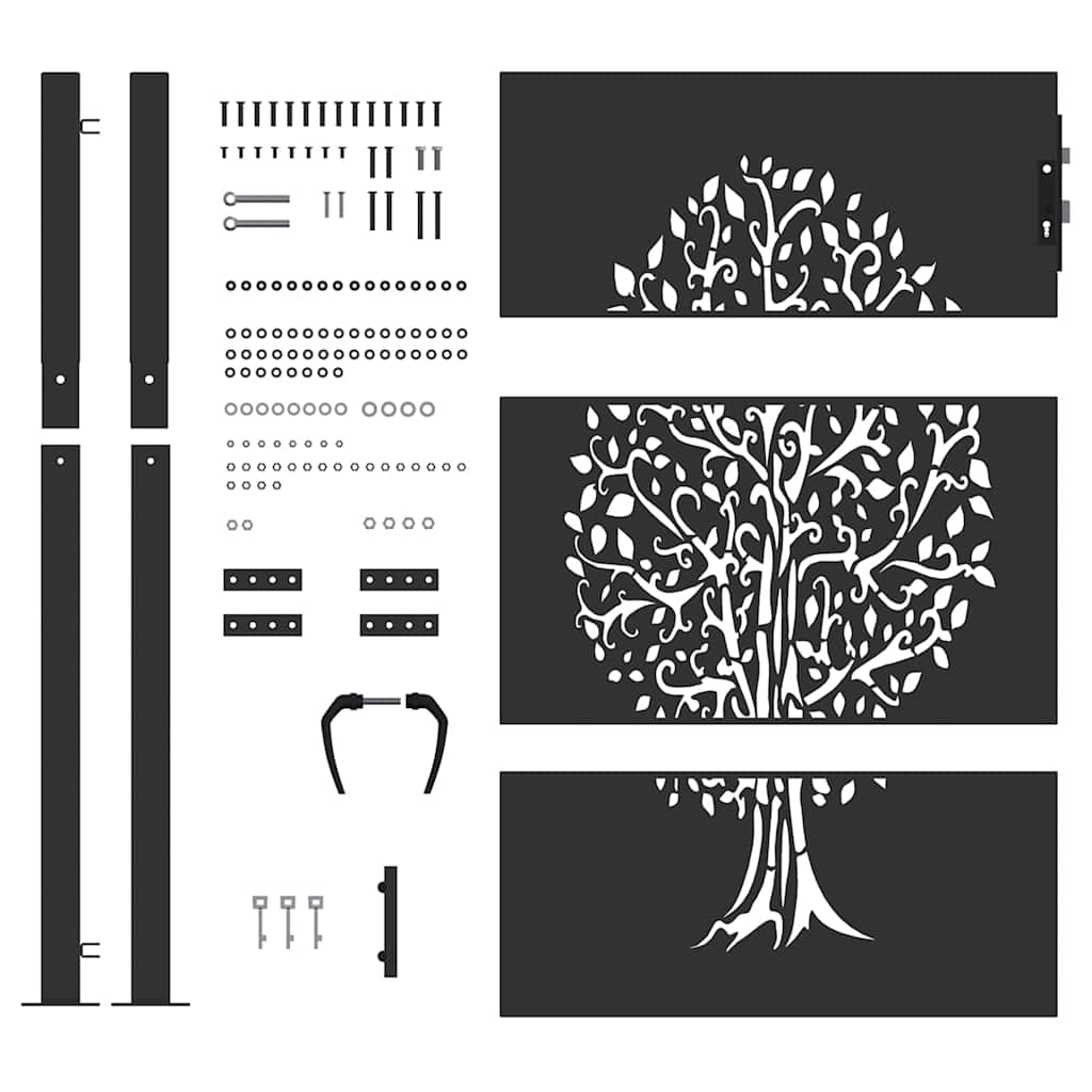 vidaXL Πύλη Κήπου Μαύρο 105 x 150 cm Ατσάλι με Επικάλυψη Πούδρας