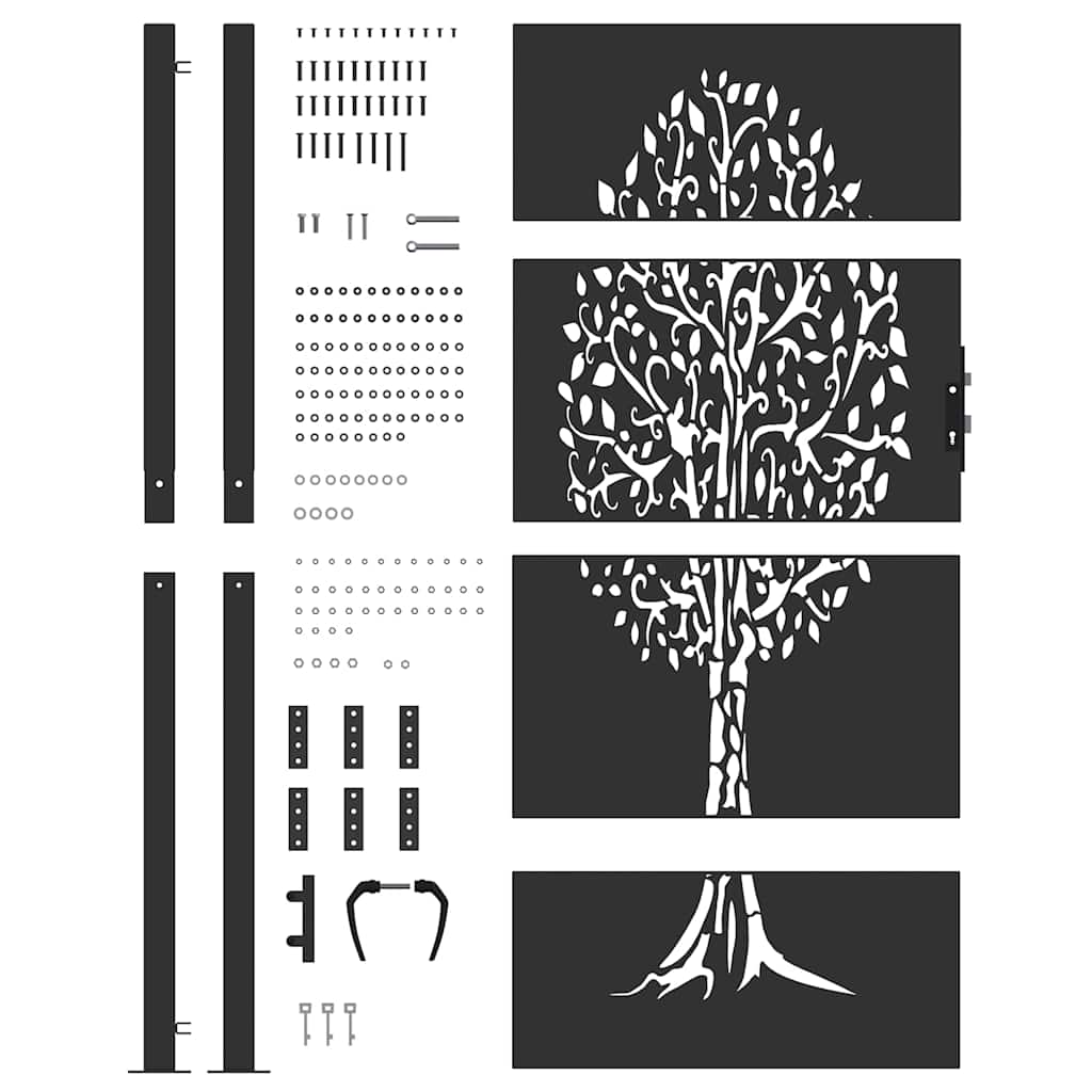 vidaXL Πύλη Κήπου Μαύρο 105 x 175 cm Ατσάλι με Επικάλυψη Πούδρας