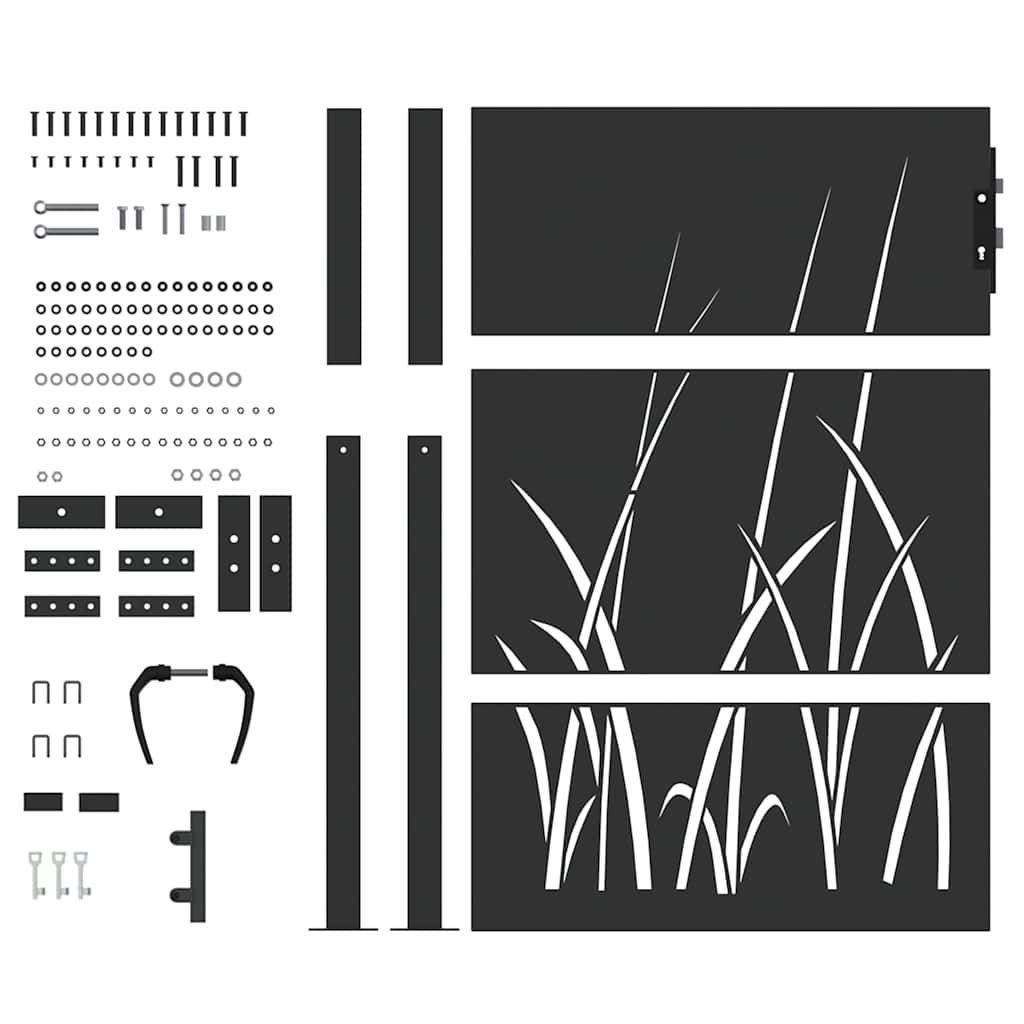 vidaXL Πύλη Κήπου Μαύρο 105 x 125 cm Ατσάλι με Επικάλυψη Πούδρας
