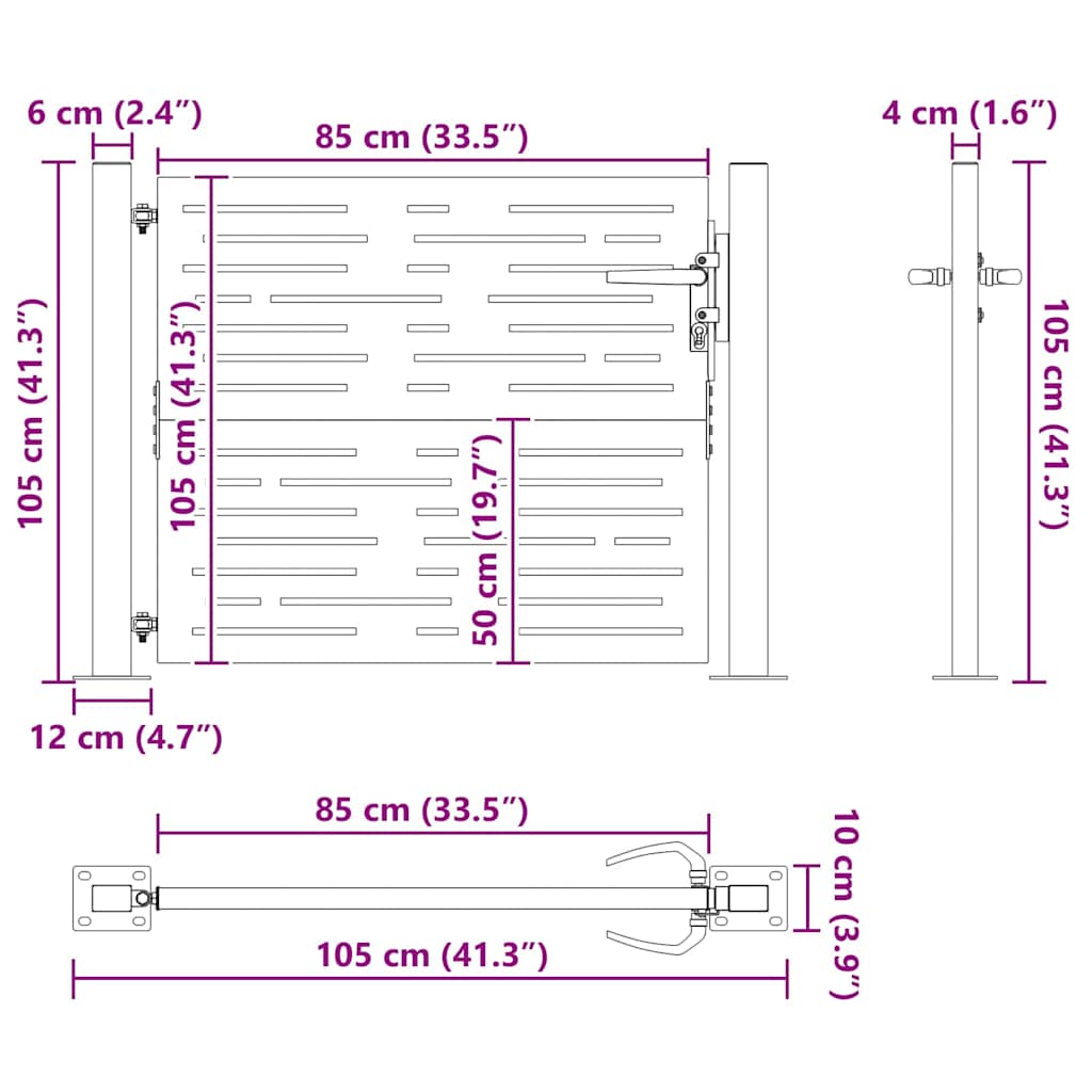 vidaXL Πύλη Κήπου, Πύλη Κήπου 105x75 εκ. Σιδηροκορτών Τετράγωνη Σχεδίαση