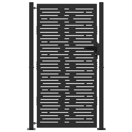 vidaXL Πύλη Κήπου Μαύρο 110 x 180 εκ Χάλυβας με επίστρωση πούδρας