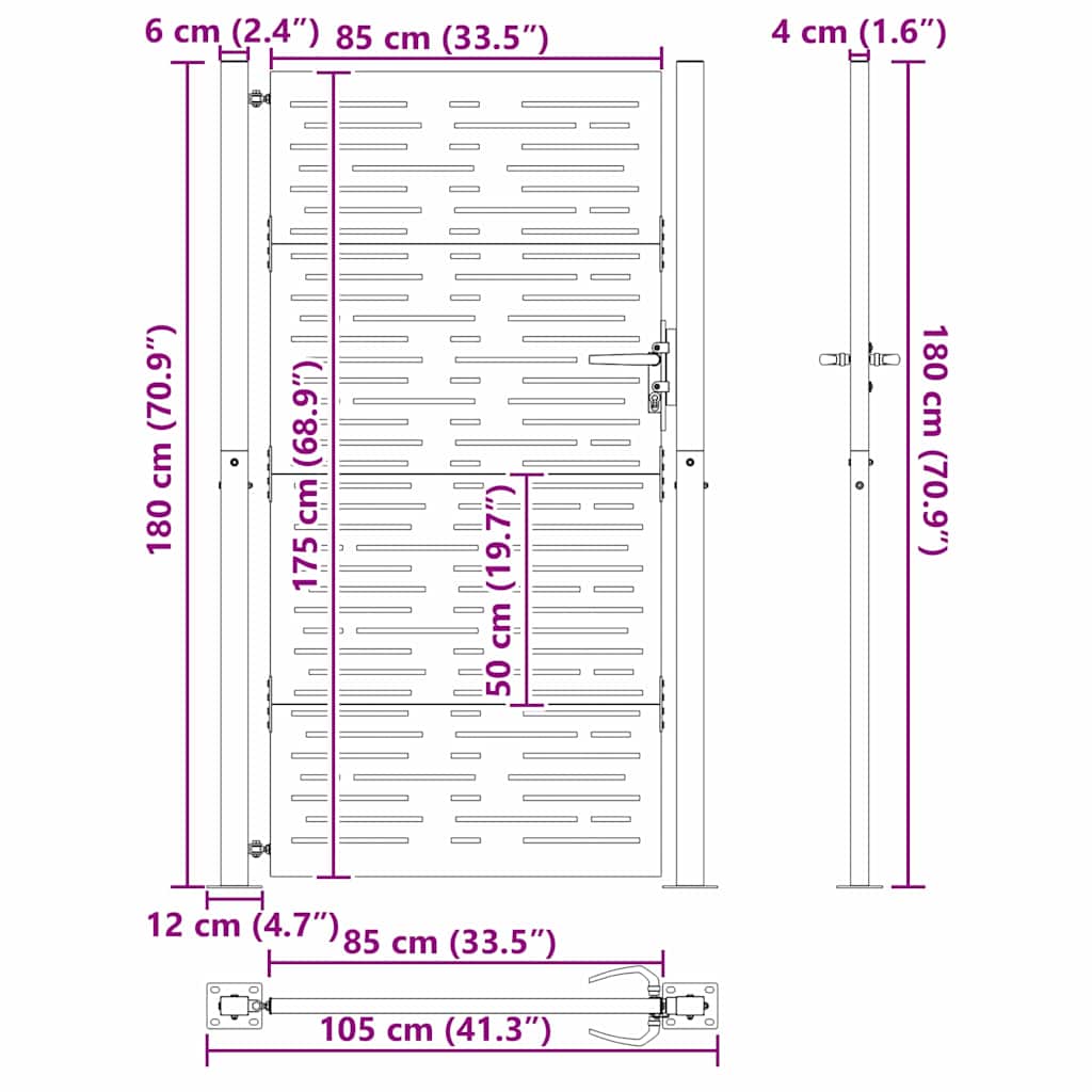 vidaXL Πύλη Κήπου, Πύλη Κήπου 105x75 εκ. Σιδηροκορτών Τετράγωνη Σχεδίαση