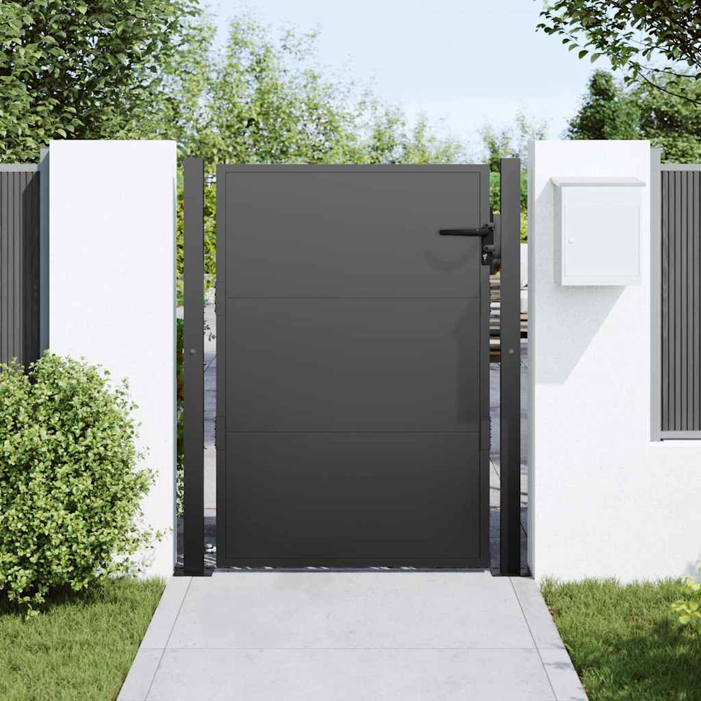 vidaXL Πύλη Κήπου Μαύρο 110 x 155 εκ Χάλυβας με επίστρωση πούδρας