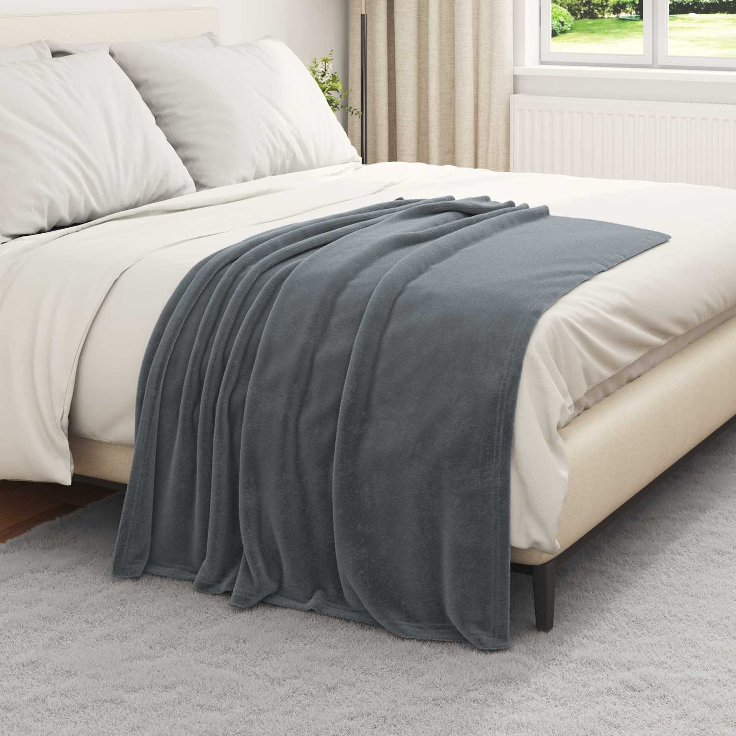 vidaXL Κουβέρτα Σκούρο Γκρι 130 x 150 cm Μαλλί
