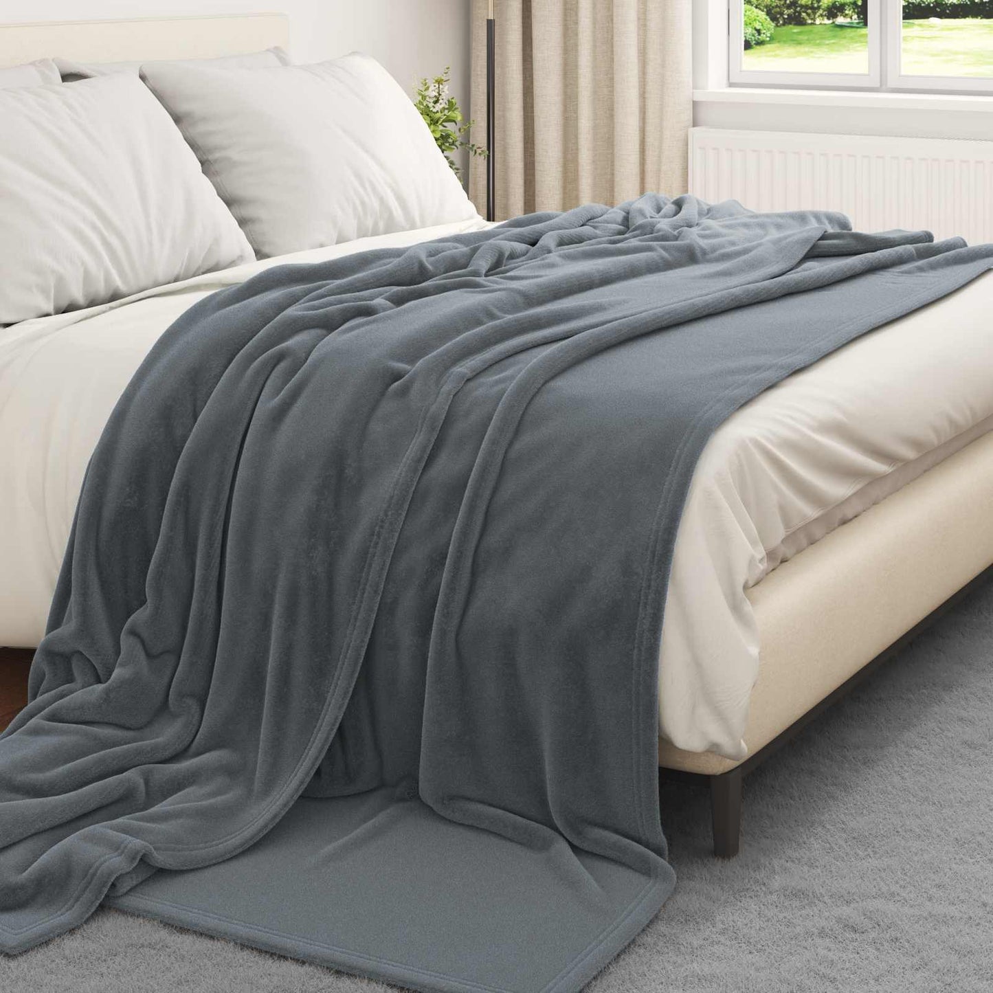 vidaXL Κουβέρτα Σκούρο Γκρι 220 x 240 cm Μαλλί