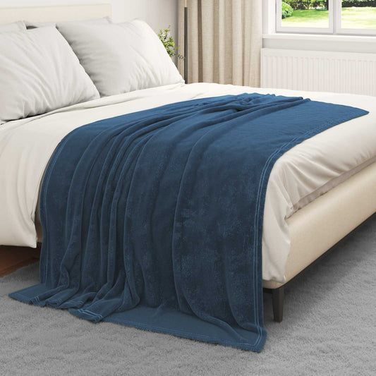 vidaXL Κουβέρτα Σκούρο μπλε 150 x 200 cm Μαλλί
