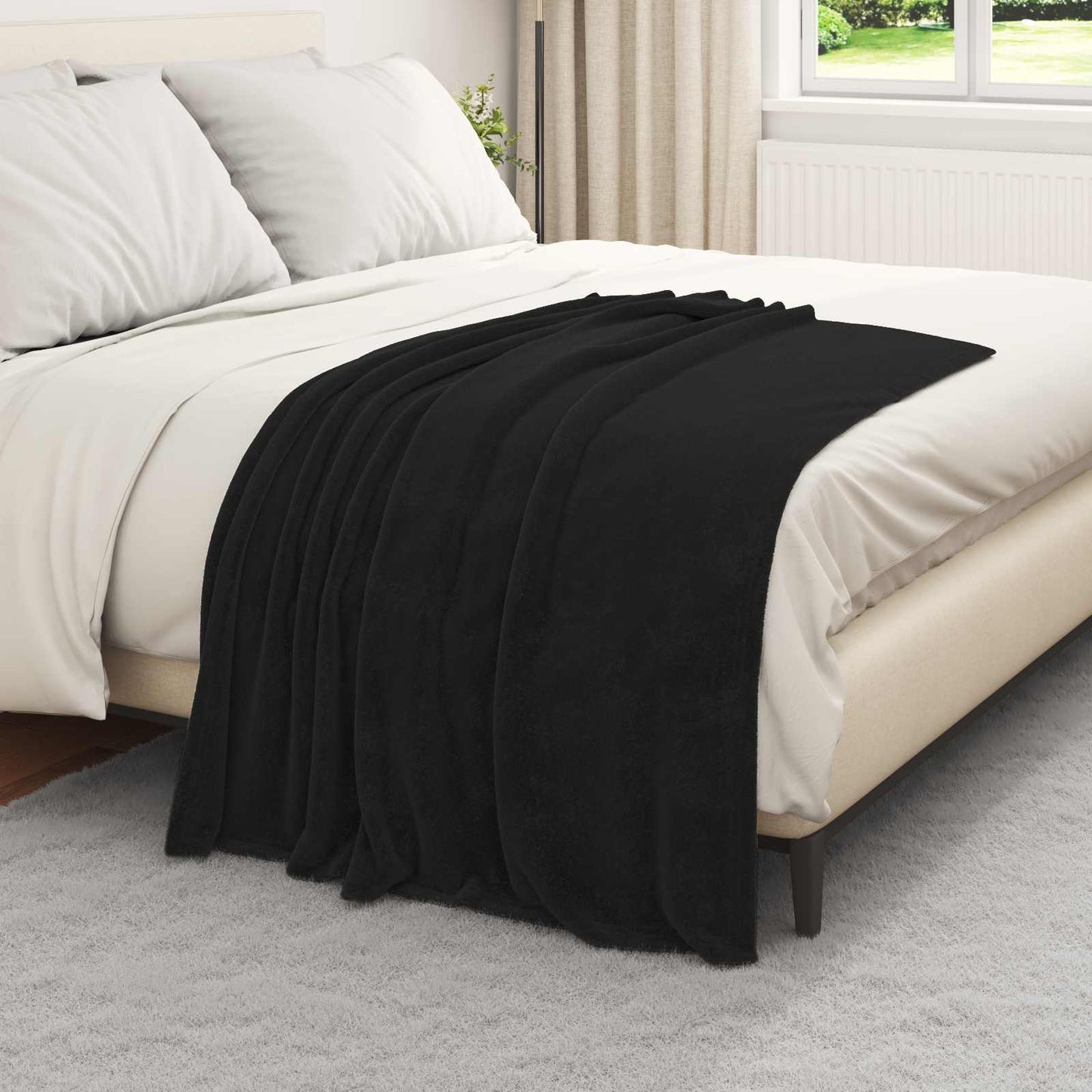 vidaXL Κουβέρτα Μαύρο 130 x 150 cm Μαλλί