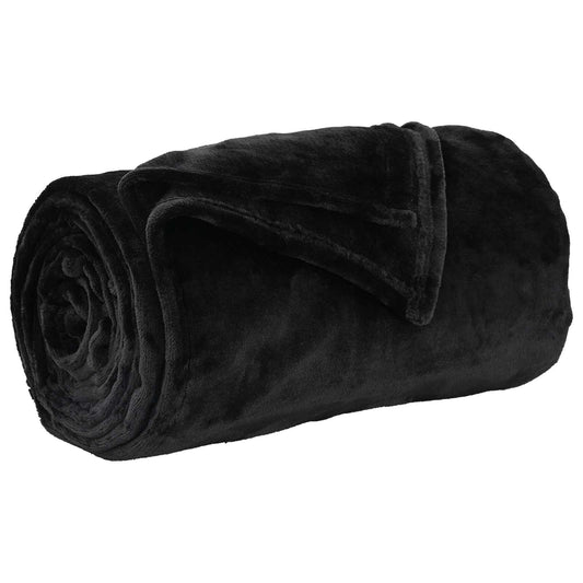 vidaXL Κουβέρτα Μαύρο 130 x 150 cm Μαλλί