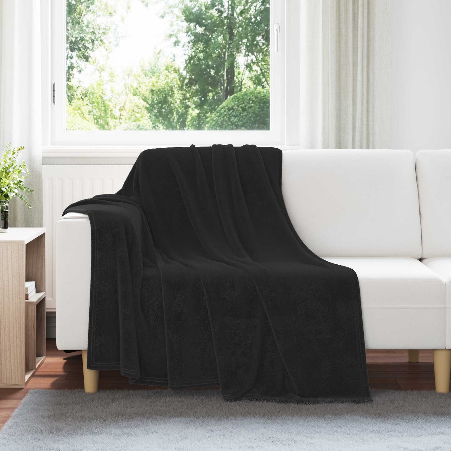 vidaXL Κουβέρτα Μαύρο 150 x 200 cm Μαλλί