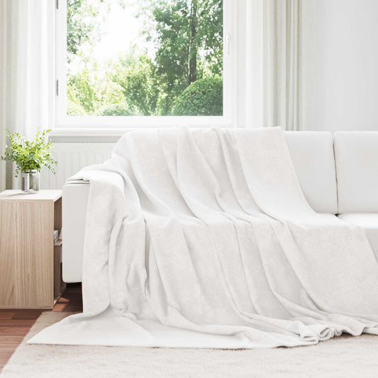 vidaXL Κουβέρτα Λευκό 220 x 240 cm Μαλλί